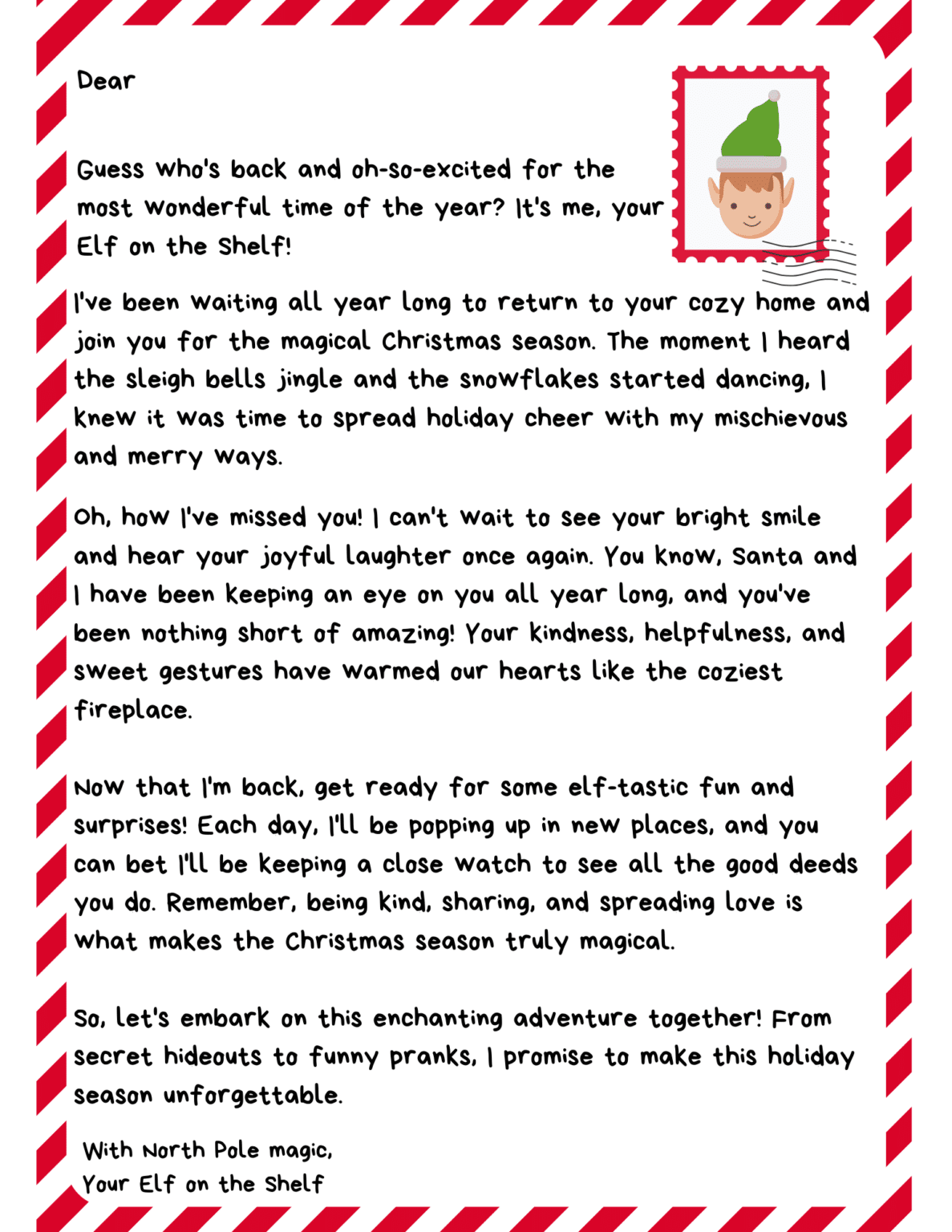 12 Free Elf on the Shelf Letters to Print 2025 - Download Cute Elf
