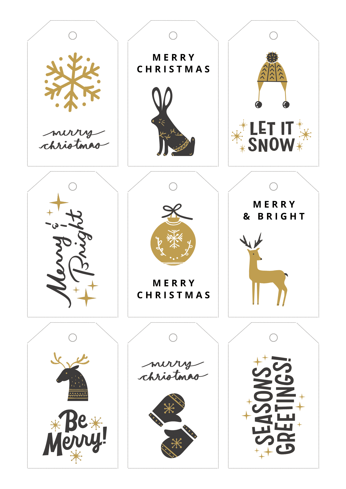 Black & Gold Christmas Gift Tags to Print 