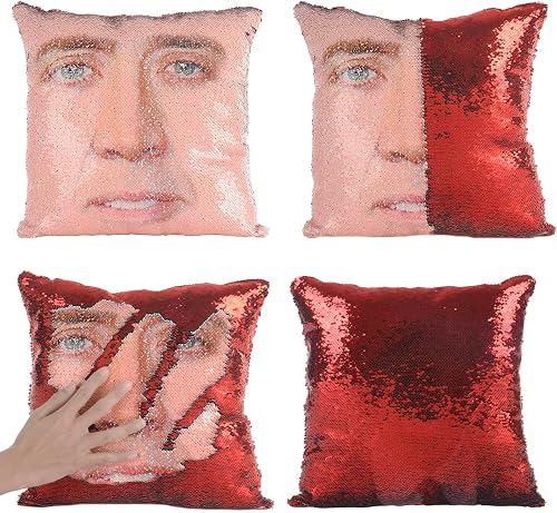 Nicolas Cage Sequin Pillow Cover