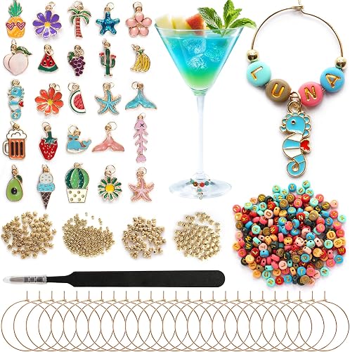 Wine Glass Charms & Markers Set