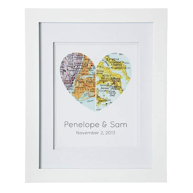 Long Distance Relationship Gifts 2022: Map of Heart Art 2022