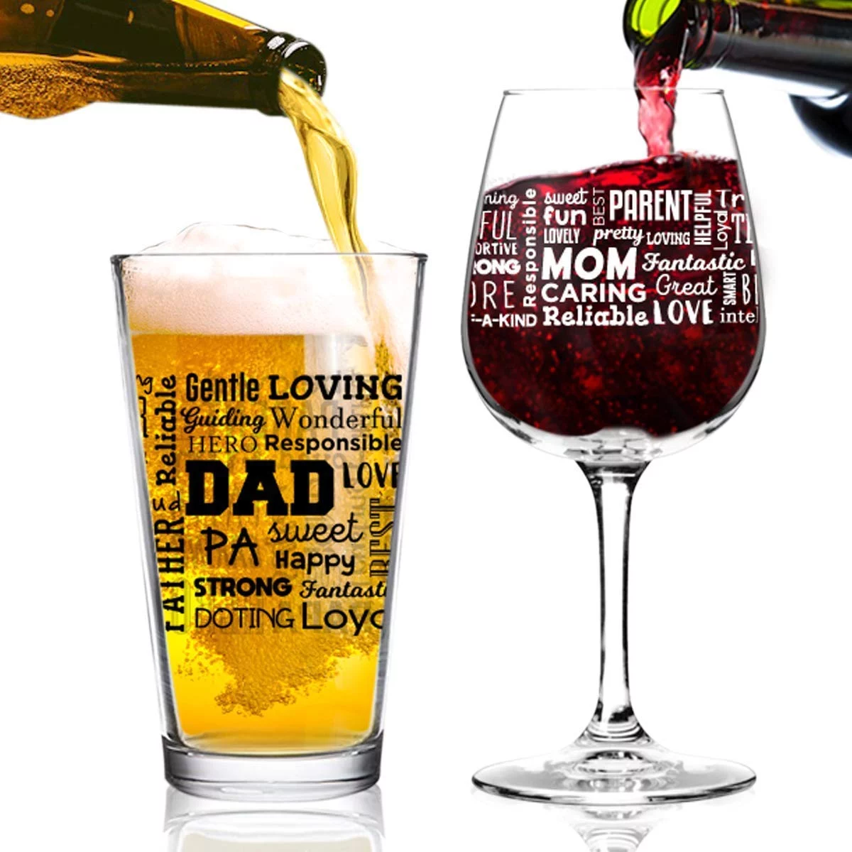 Parents Wine and Beer Glass Gift Set