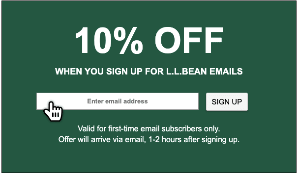 LL Bean 10% Off Email Sign Up 2022