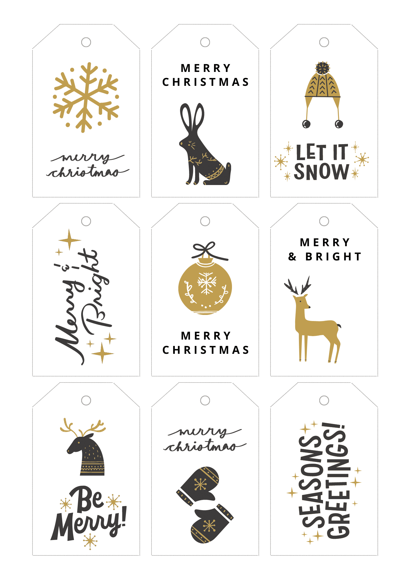 Black & Gold Christmas Gift Tags to Print