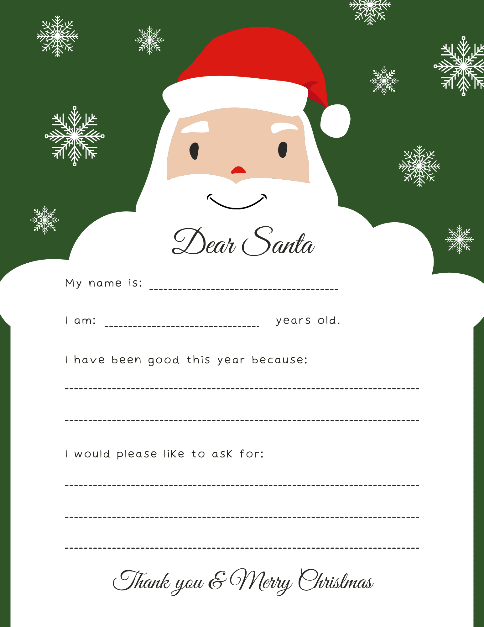 Santa Letter Fill In