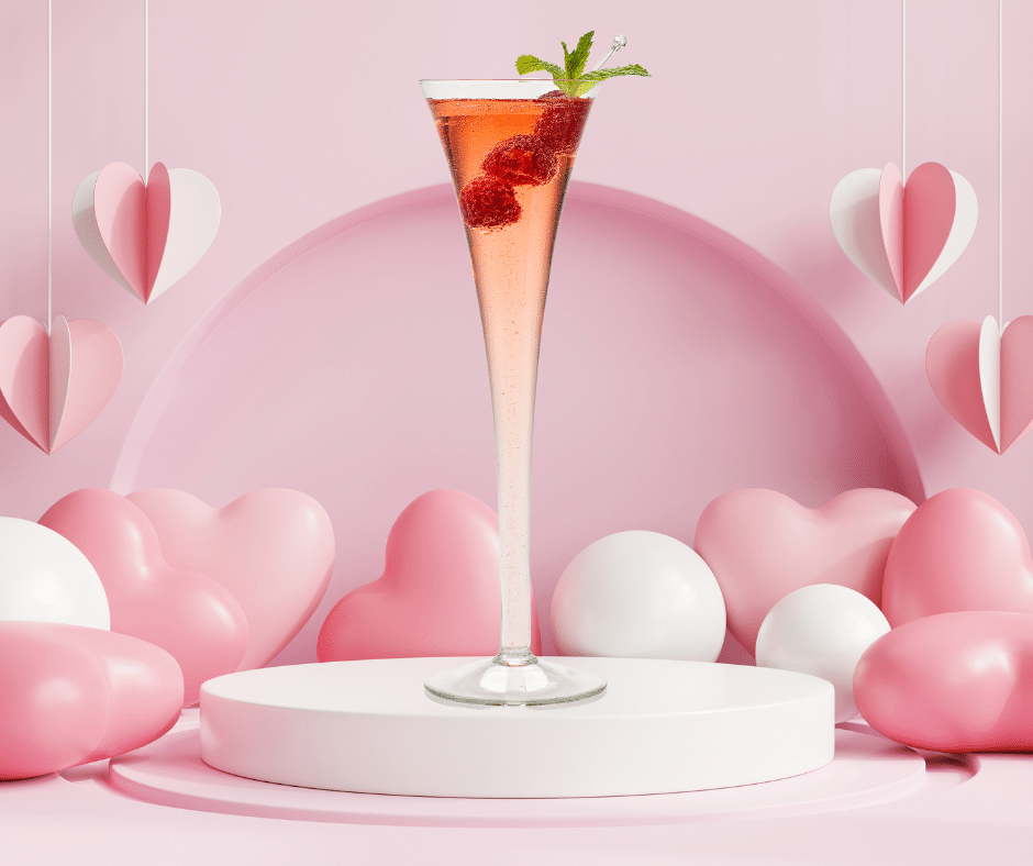 Raspberry Rose Sparkler Cocktail For Valentine's Day