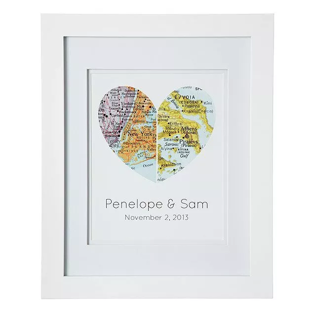 Long Distance Relationship Gifts 2023: Map of Heart Art 2023